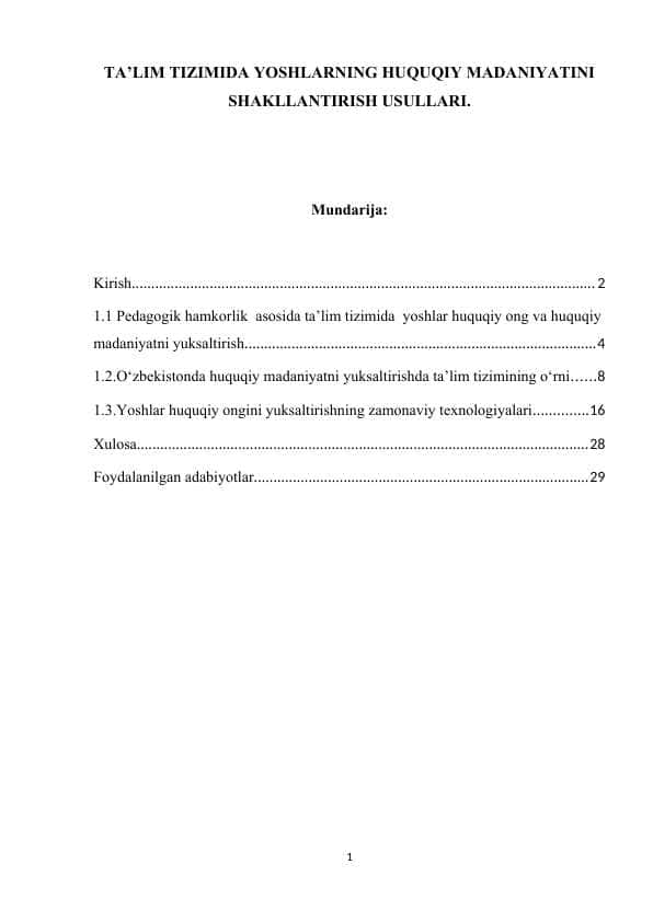 TA’LIM TIZIMIDA YOSHLARNING HUQUQIY MADANIYATINI SHAKLLANTIRISH USULLARI. 1
