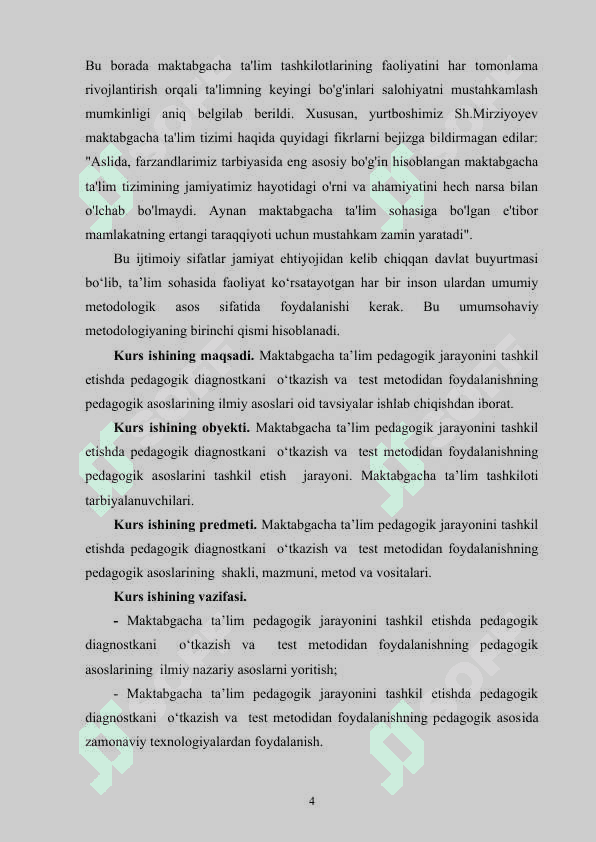 Maktabgacha ta’lim pedagogik jarayonini tashkil etishda pedagogik diagnostkani  o‘tkazish va  test metodidan foydalanishning pedagogik asoslari 4
