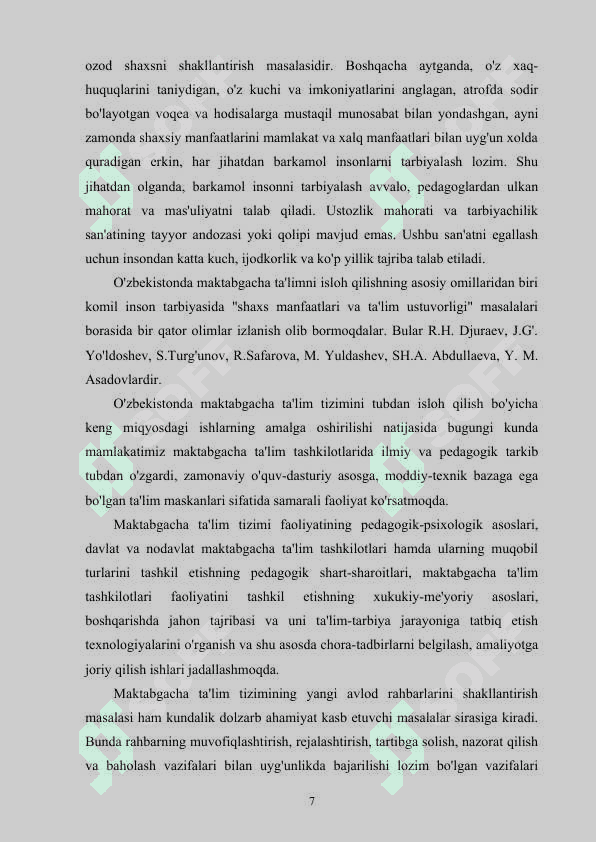 Maktabgacha ta’lim pedagogik jarayonini loyixalashtirishda  pedagogik diagnostikani tashkil etishning ilmiy asoslari 7