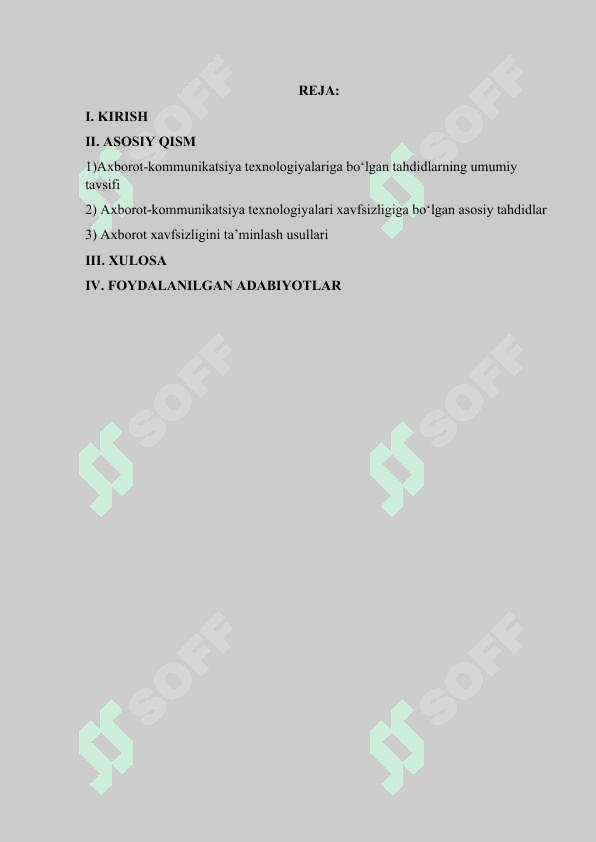 Deadline. Tahdid razvedkasi texnologiyalari fanidan 2