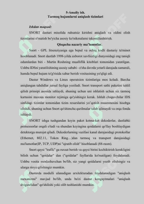 Deadline. Tahdid razvedkasi texnologiyalari fanidan 2