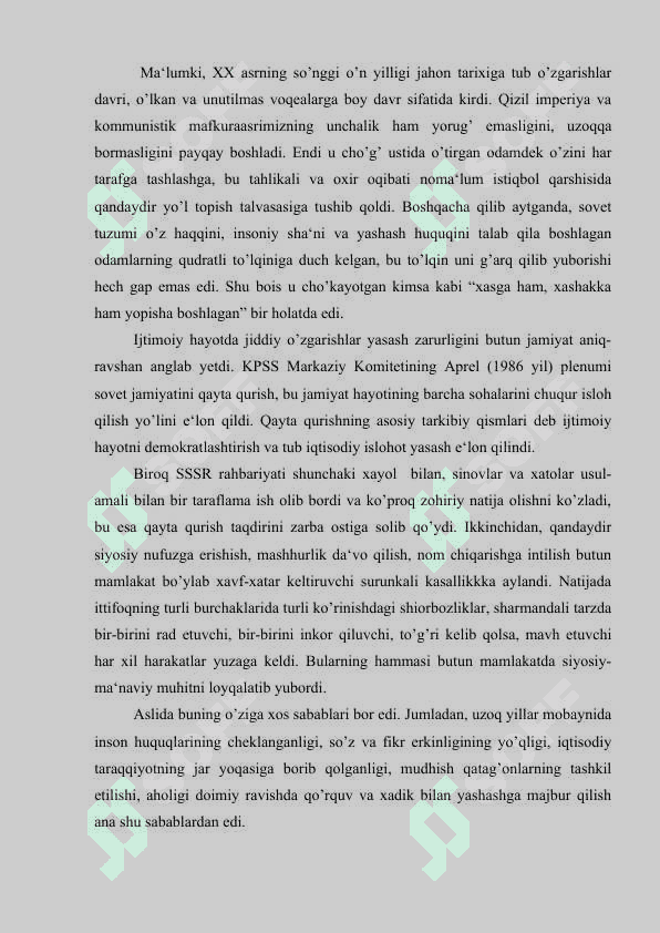 BIRINCHI PREZIDENTIMIZ I.A.KARIMOV TOMONIDAN ISHLAB CHIQILGAN O'ZBEK MODELIDAGI DEMOKRATIK JAMIYAT QURISH TAMOYILLARI 2