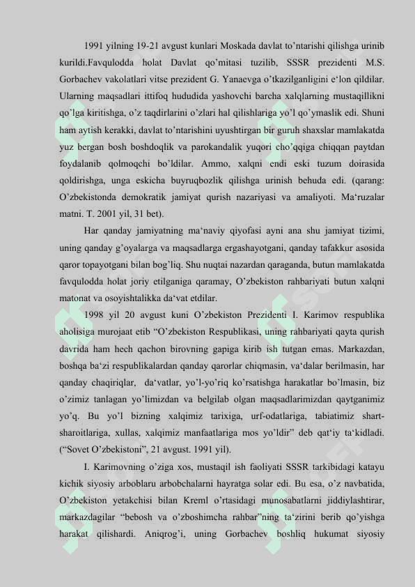 BIRINCHI PREZIDENTIMIZ I.A.KARIMOV TOMONIDAN ISHLAB CHIQILGAN O'ZBEK MODELIDAGI DEMOKRATIK JAMIYAT QURISH TAMOYILLARI 3
