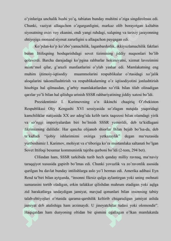 BIRINCHI PREZIDENTIMIZ I.A.KARIMOV TOMONIDAN ISHLAB CHIQILGAN O'ZBEK MODELIDAGI DEMOKRATIK JAMIYAT QURISH TAMOYILLARI 4