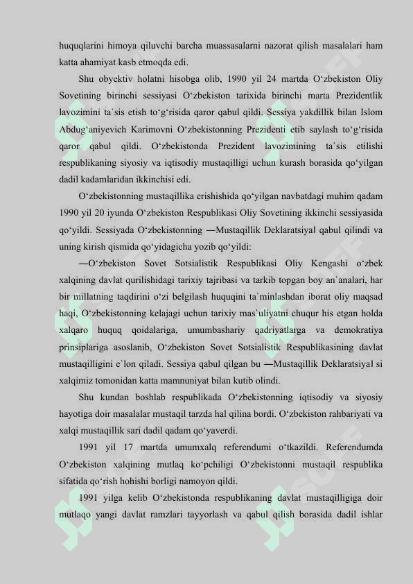 O‘zbekistonning davlat mustaqilligining e`lon qilinishi va uning tarixiy ahamiyati 3