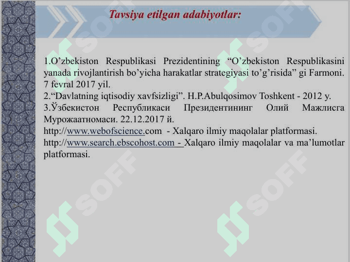 MAMLAKATNING IQTISODIY XAVFSIZLIGINI TA'MINLASH 3