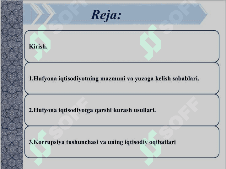 Хуфёна иқтисодиёт ва коррупцияга қарши кураш 2