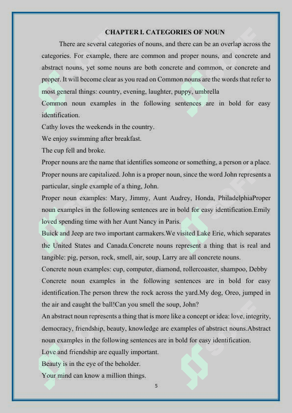 the catiegories of noun (creative work) kurs ishi 5