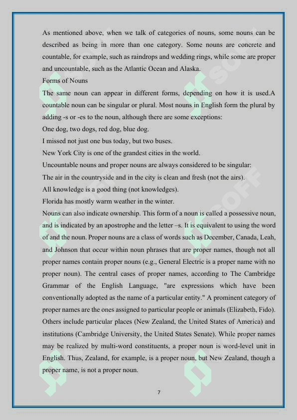 the catiegories of noun (creative work) kurs ishi 7