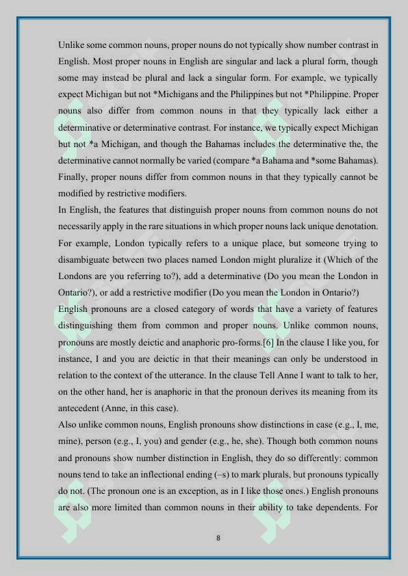 the catiegories of noun (creative work) kurs ishi 8
