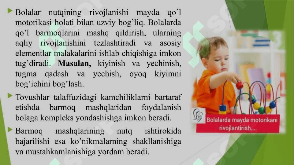 Mayda qo‘l matorikasini rivojlantirishga qaratilgan o‘yinlar. 4