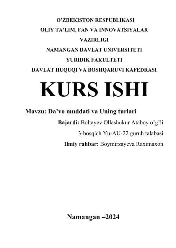 Da’vo muddati va Uning turlari 1