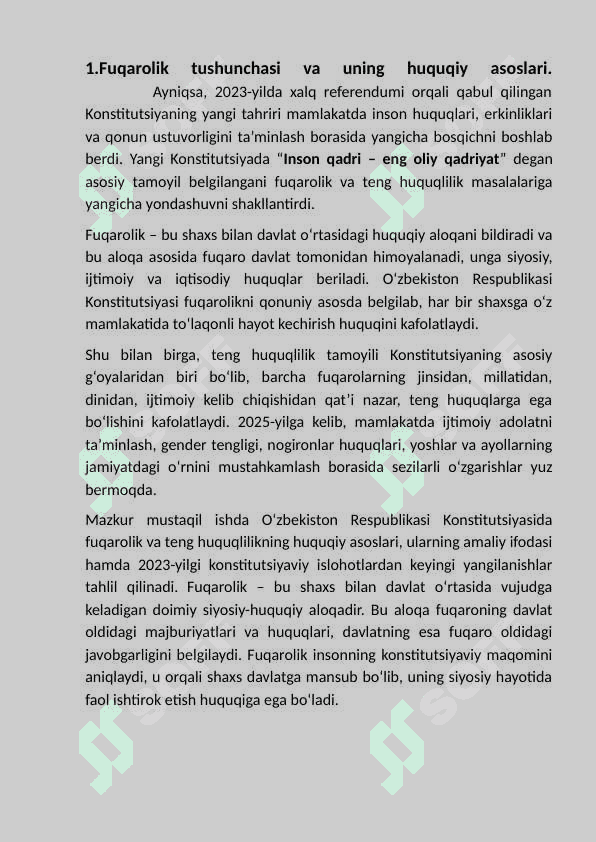 O‘zbekiston  Respublikasi Konstitutsiyasida   fuqarolik   va   teng  huquqlilik. 3