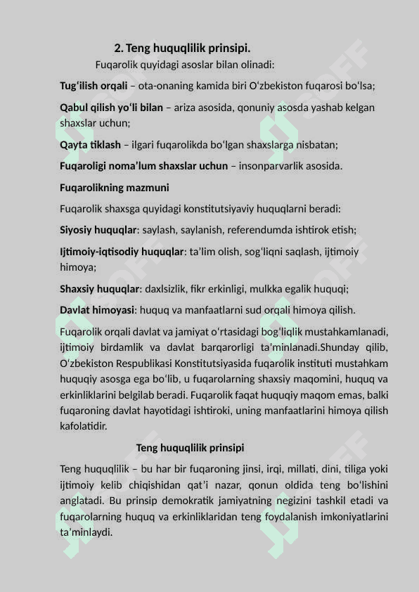 O‘zbekiston  Respublikasi Konstitutsiyasida   fuqarolik   va   teng  huquqlilik. 5