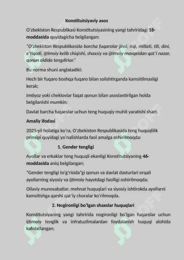 O‘zbekiston  Respublikasi Konstitutsiyasida   fuqarolik   va   teng  huquqlilik. 6