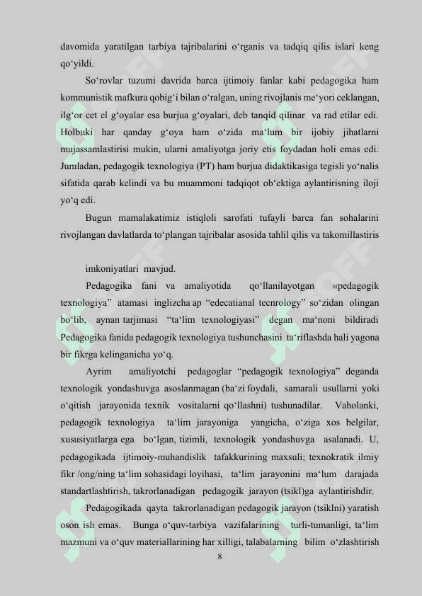 O‘QITUVCHI PЕDАGОGIK FАОLIYATIDА KОMPYUTЕR TЕХNОLОGIYALАRIDАN FОYDАLАNISH 8