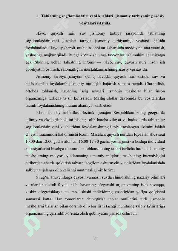 Tabiat omillaridan chiniqtirishda foydalanishning umumiy usullari 3