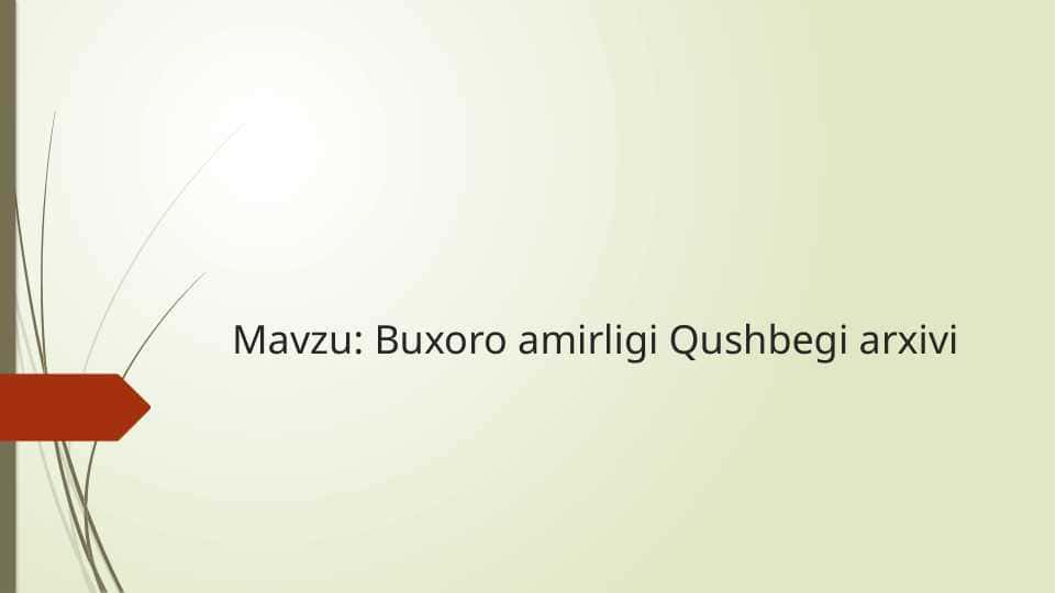 Buxoro amirligi Qushbegi arxivi