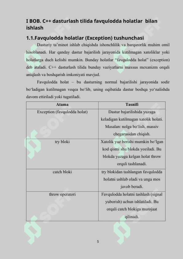 C++ dasturlash tilida favqulodda holatlar bilan ishlash 5