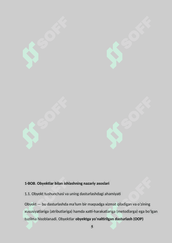 OBYEKTLAR BILAN ISHLASH 5