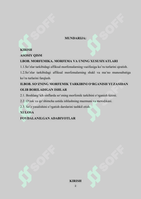 Morfemika. So'zning morfem tarkibiga doir nazariy qarashlar taxlili 2