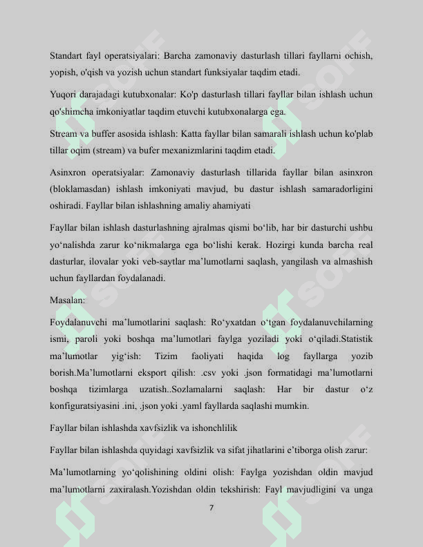Fayllarni o’qish va ularga yozish 7