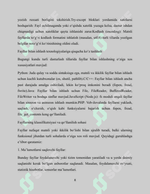 Fayllarni o’qish va ularga yozish 8