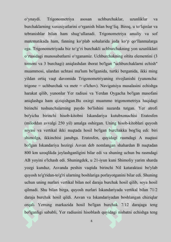 SFERIK VA TRIGONOMETRIK UCHBURCHAKLAR 6