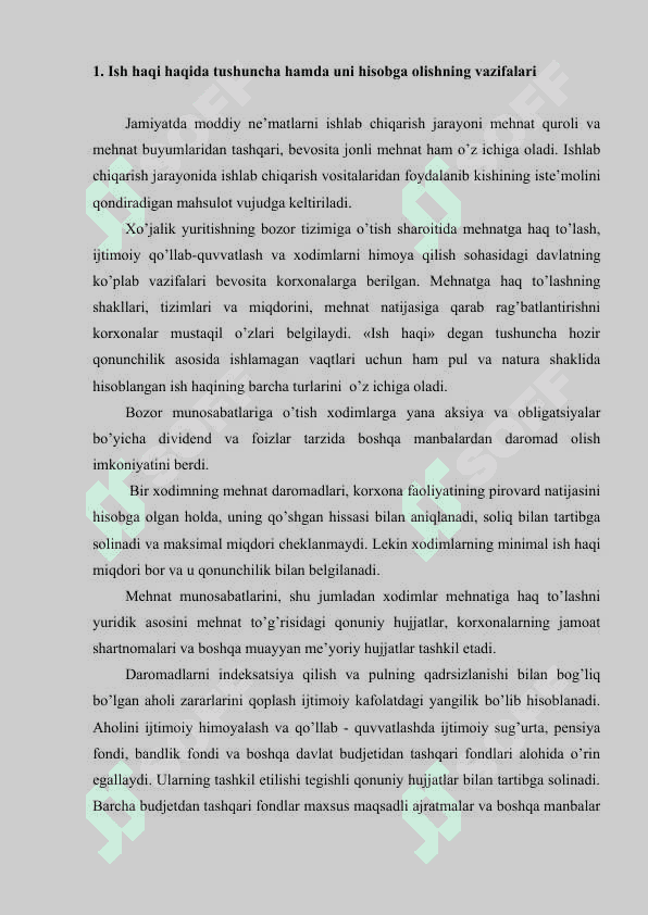 Ish haqqini tashkil etishning asosiy shakillari 2