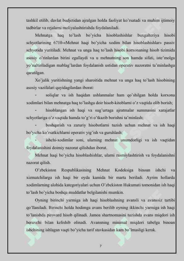 MEHNAT HAQINI HISOBLASH VA TO‘LASHNI HUJJATLASHTIRISH 7