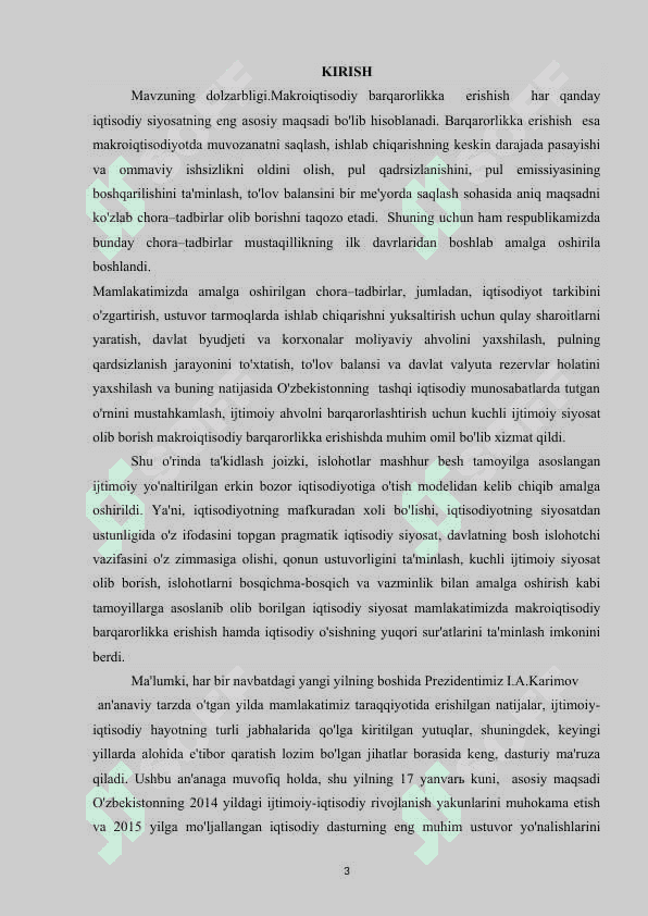 O'zbekistonda ishlab chiqarish tarkibini qayta qurish jarayonida iqtisodiy barqarorlikni ta'minlash muammolariO'zbekistonda ishlab chiqarish tarkibini qayta qurish jarayonida iqtisodiy barqarorlikni ta'minlash muammolari 2