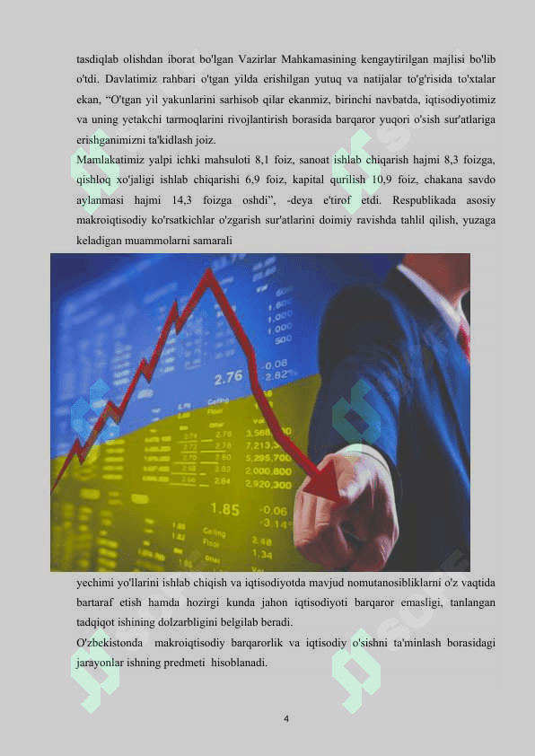 O'zbekistonda ishlab chiqarish tarkibini qayta qurish jarayonida iqtisodiy barqarorlikni ta'minlash muammolariO'zbekistonda ishlab chiqarish tarkibini qayta qurish jarayonida iqtisodiy barqarorlikni ta'minlash muammolari 3