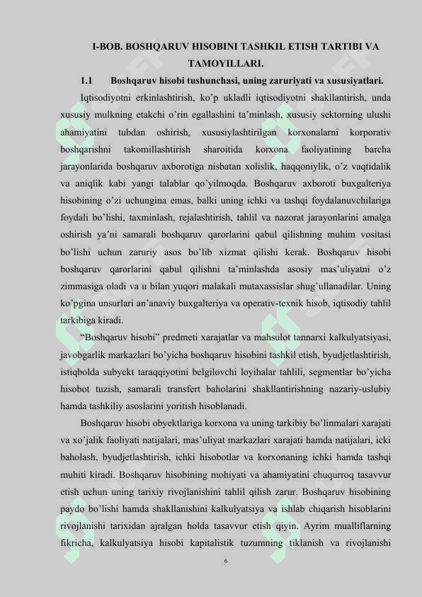 BOSHQARUV HISOBINI TASHKIL ETISH TARTIBI VA TAMOYILLARI. 6