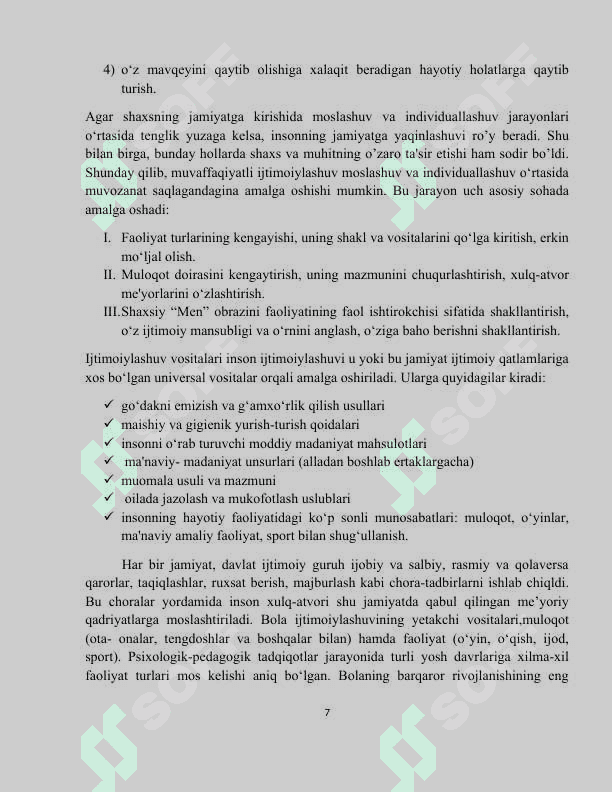 MAKTABGACHA TARBIYA MUASSASALARIDA BOLALARNING IJTIMOIY ADABTATSIYASI 7
