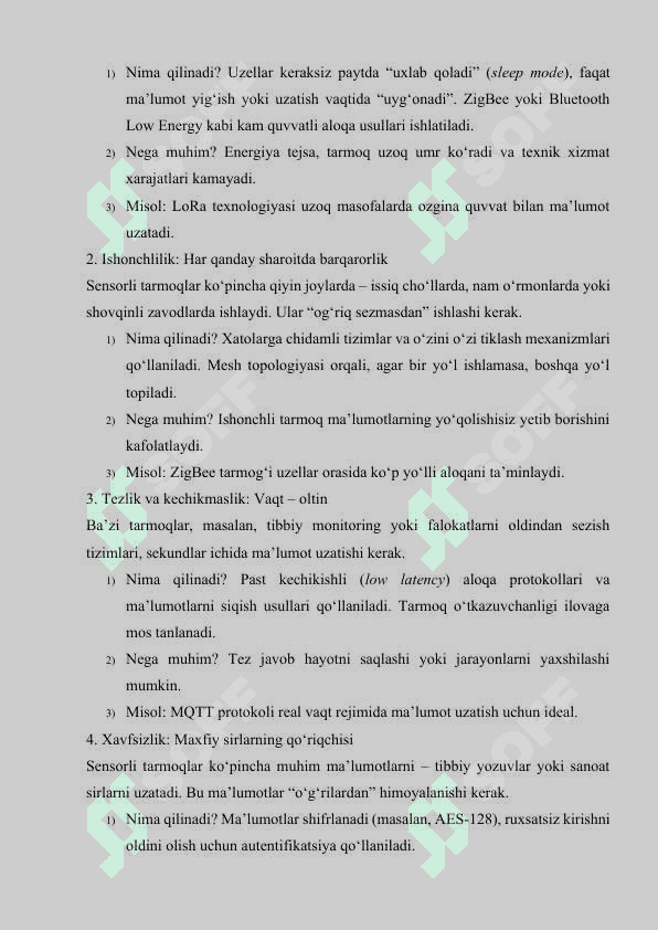 Sensorli uzellar uchun operatsion tizimlar 8