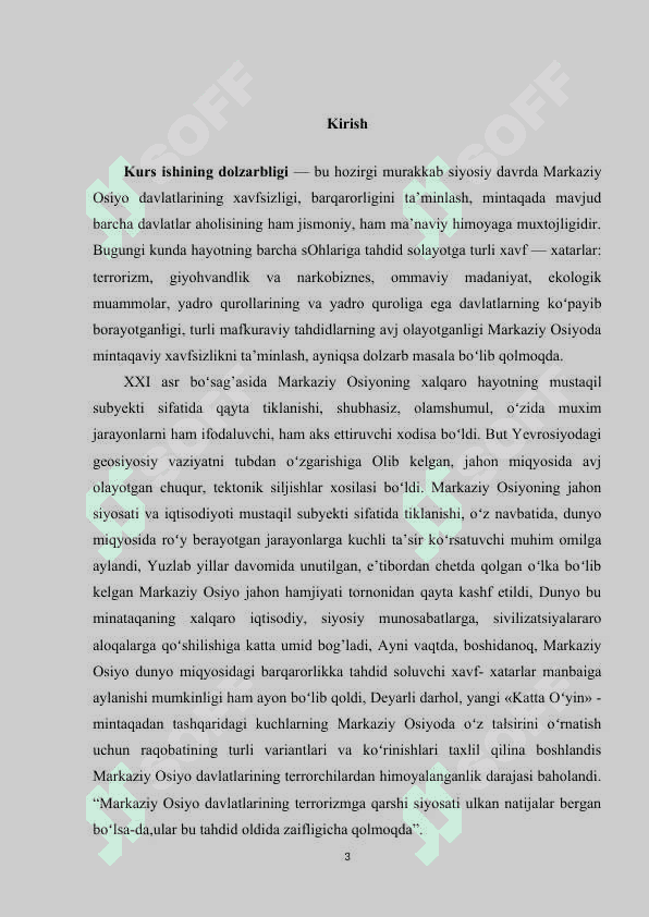 Markaziy Osiyoda xavfsizlik masalalari (terrorizm giyohvandlik va odam savdosiga qarshi kurashda Oʻzbekiston Respublikasining faoliyati) 3