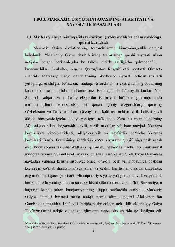 Markaziy Osiyoda xavfsizlik masalalari (terrorizm giyohvandlik va odam savdosiga qarshi kurashda Oʻzbekiston Respublikasining faoliyati) 5