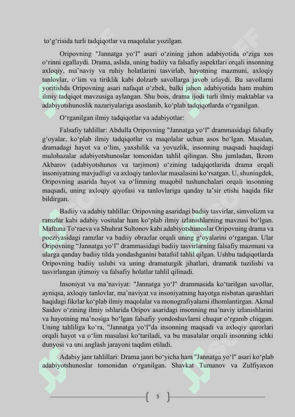 Jannatga yo’l drammatik dostonida falsafiylik va badiiylik 5