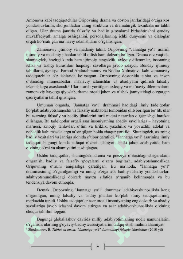 Jannatga yo’l drammatik dostonida falsafiylik va badiiylik 6