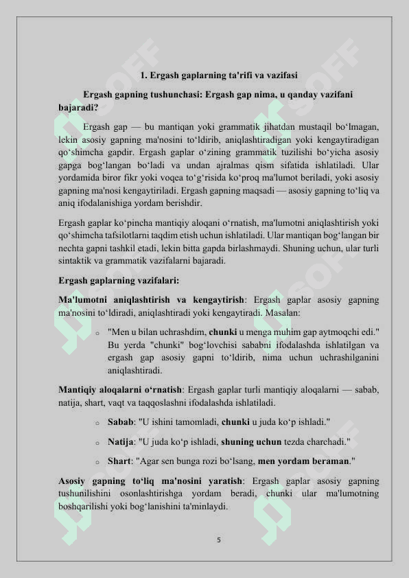 Ergash gap turlari 5