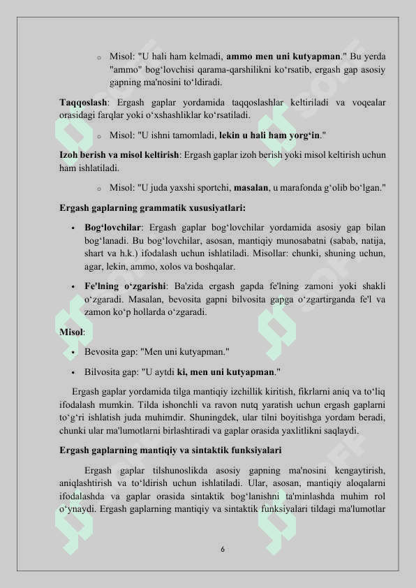 Ergash gap turlari 6