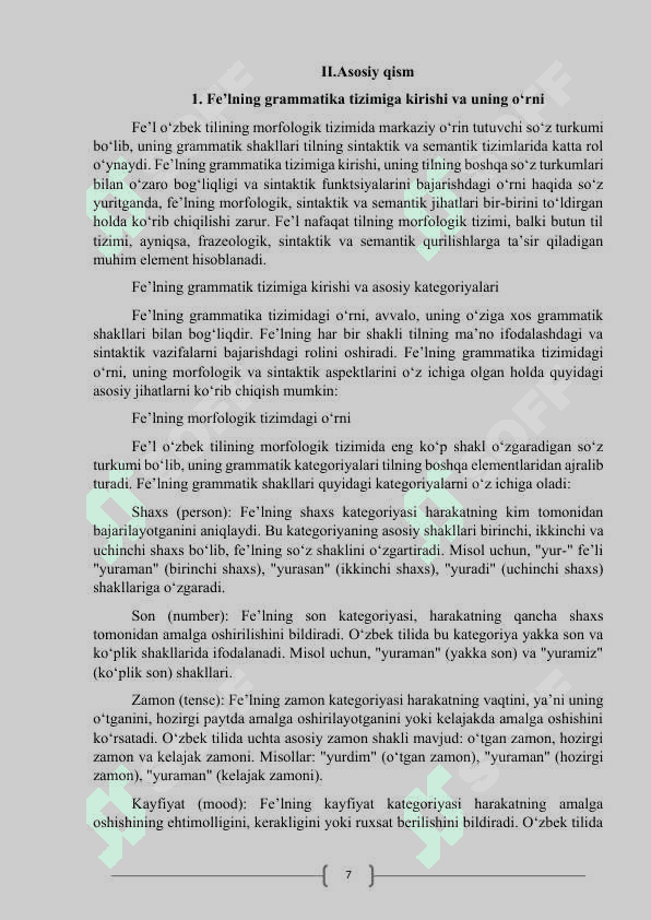 Fe'lning grammatik kategoriyasi 7