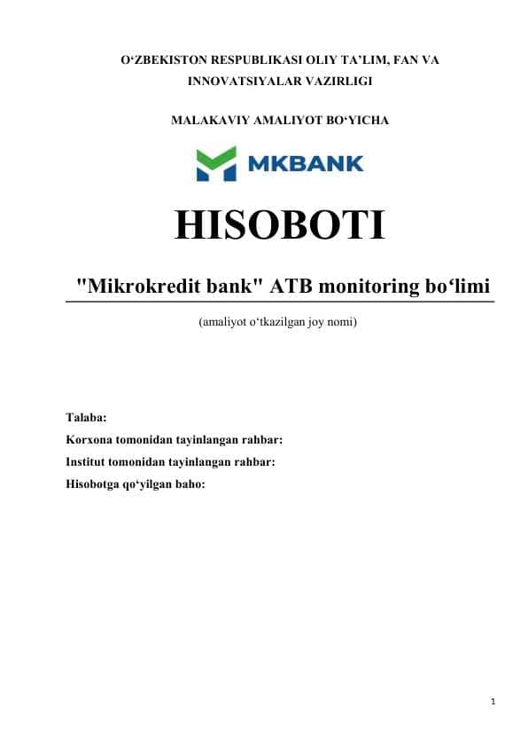 Mikrokreditbank Amaliyot hisoboti