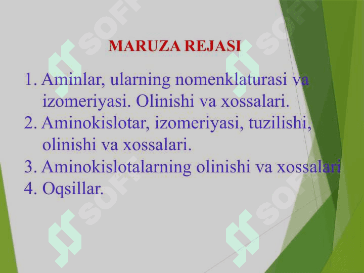 AZOT SAQLOVCHI ORGANIK BIRIKMALAR. OQSILLAR 2