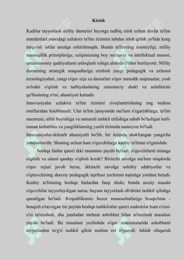 O’quv ustoxonasini jixozlash texnologiyasi. 2