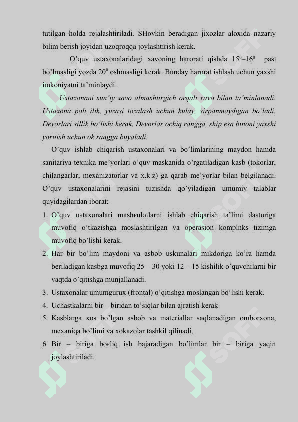 O’quv ustoxonasini jixozlash texnologiyasi. 5