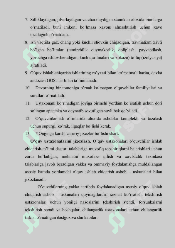 O’quv ustoxonasini jixozlash texnologiyasi. 6