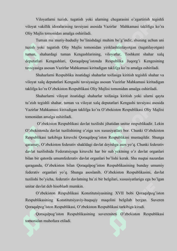 O’zbekistonning ma’muriy - hududiy tuzilishi 8