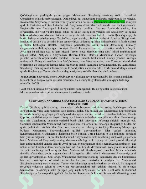O’ZBEKISTON TARIXIY GEOGRAFIYASI - 8 4