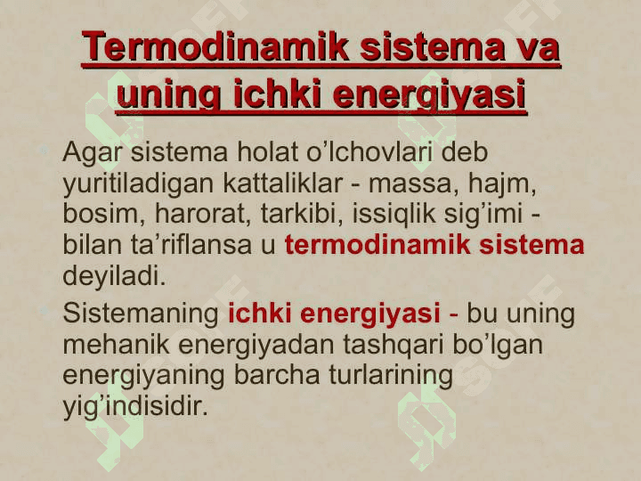 TERMODINAMIKA VA kimyoviy TERMODINAMIKA 7